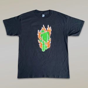 Billie Eilish Pop Star Green Flames Tour Merch Double Sided Graphic Tee in Black